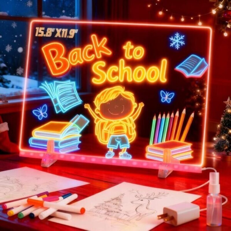 LED Drawing Board for Kids - Eraseable Neon Whiteboard - 55% OFF