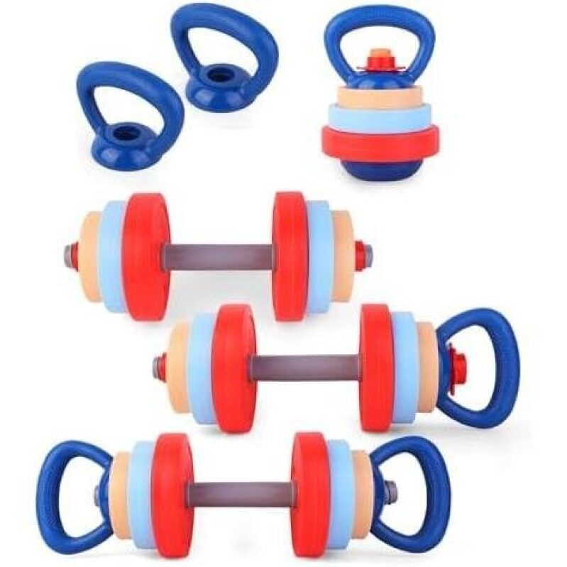 Discounted Kids Fitness Set with Adjustable Dumbbells and Kettlebells