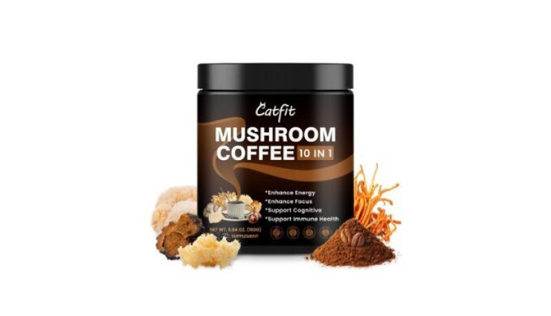 Catfit Mushroom Coffee - 10-in-1 Adaptogen Blend for Energy and Focus