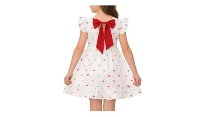 Charming Toddler Tiered Dress with Heart Print