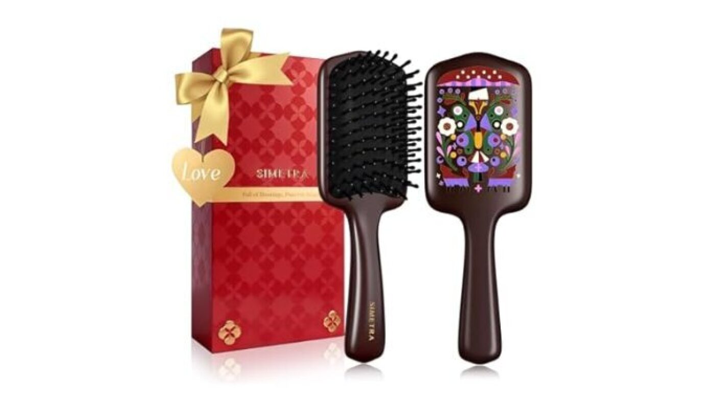 SIMEIRA 14K Gold Plated Detangling Brush - Ideal Gift