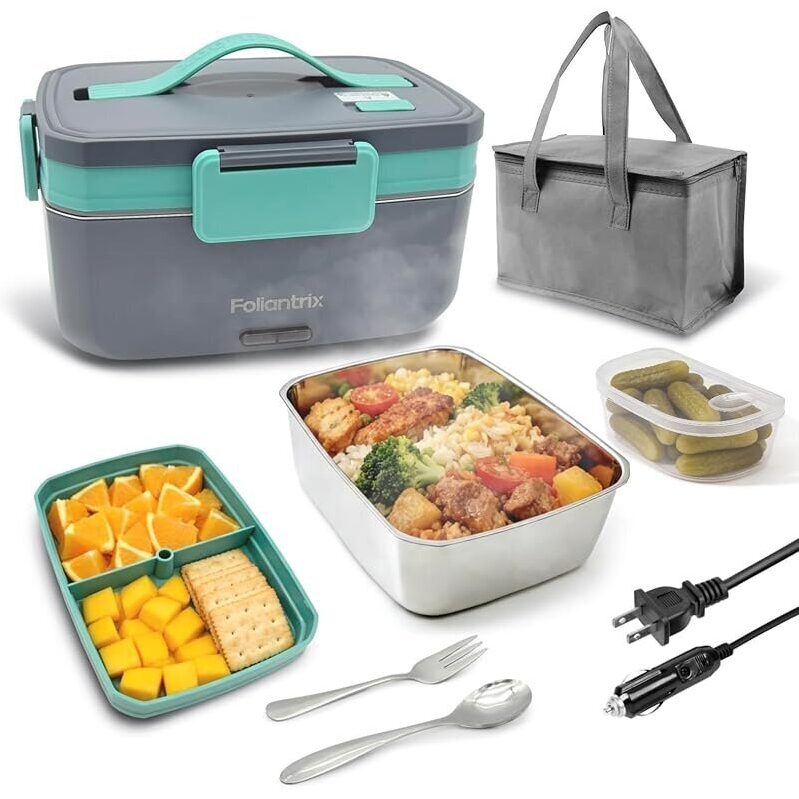 Portable Electric Heated Lunch Box - 2L Stainless Steel Container