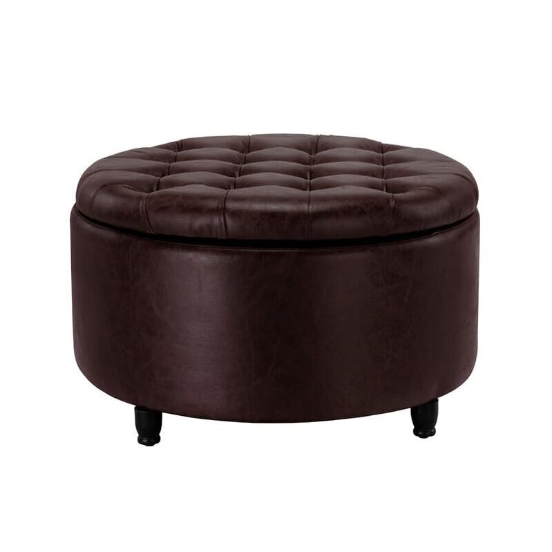 Niche Knight 28-Inch Large Round Pintucked Storage Ottoman - Ideal for Clutter-Free Living