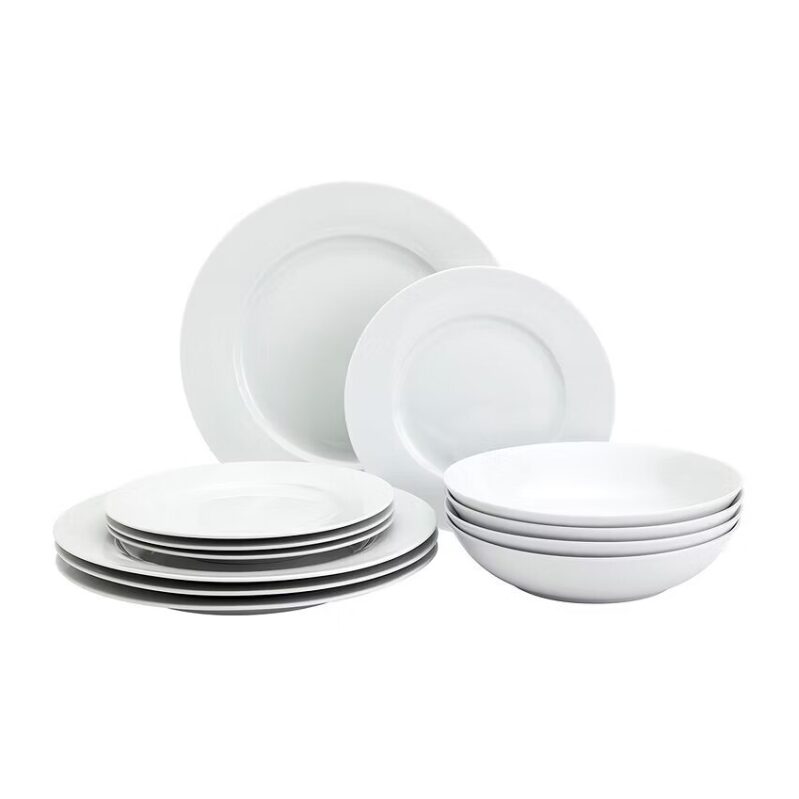 Elevate Your Dining with Fieldcrest's 12-Piece White Ceramic Dinnerware Set
