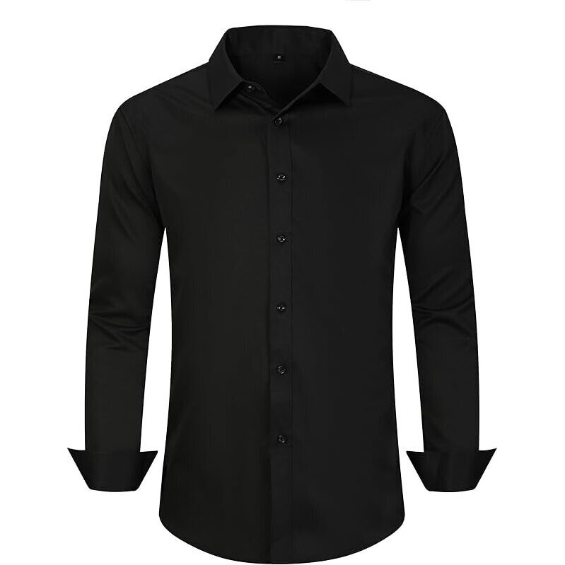 CIGENU Men's Stretch Business Casual Shirt - Black
