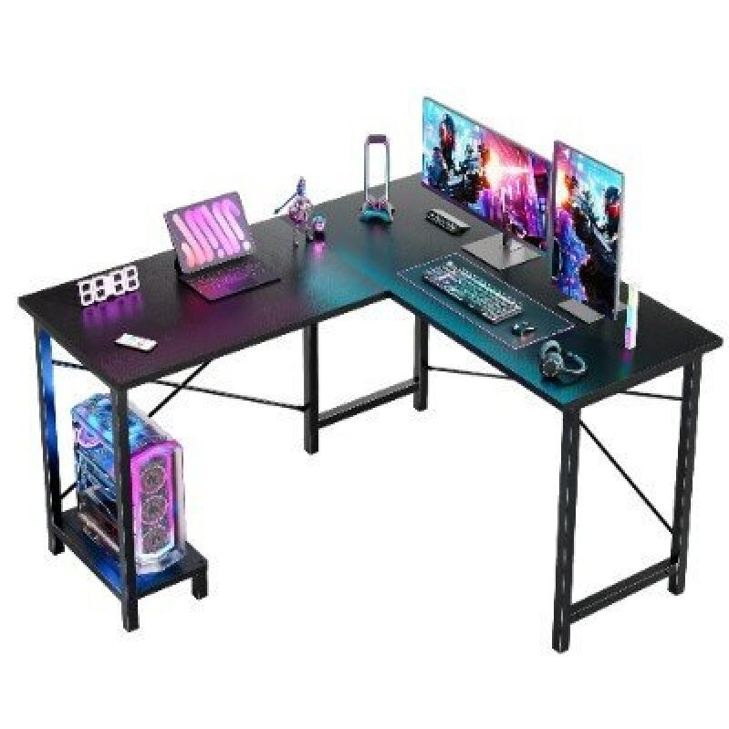 50-Inch L-Shaped Gaming Desk with LED Lighting