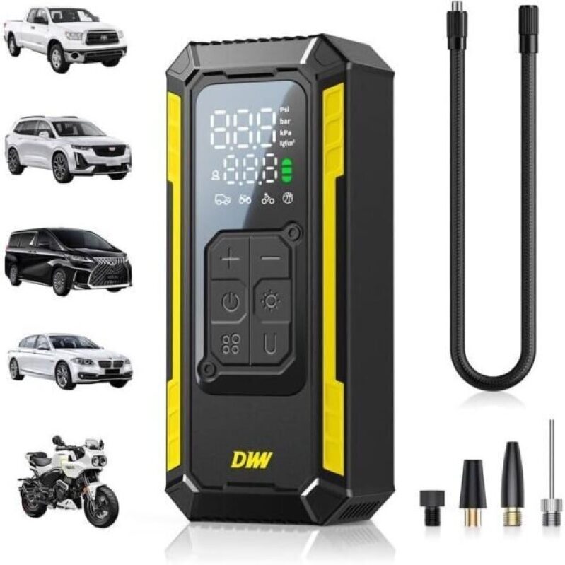 Portable Car Air Pump with Digital Tire Pressure Gauge - 76% OFF