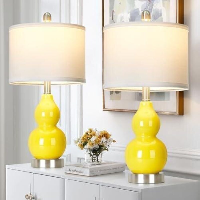 Double Gourd Ceramic Table Lamps Set of 2 - Brighten Your Space with Style