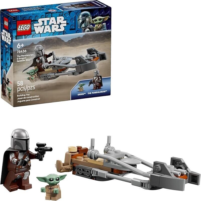 LEGO Star Wars The Mandalorian & Grogu’s Speeder Bike Building Toy - Action-Packed Adventure!