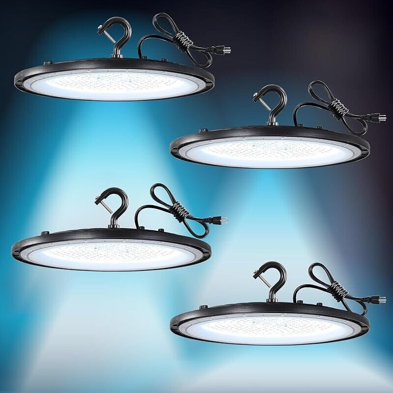 High-Efficiency Fanyank 21000LM 150W UFO LED High Bay Lights, 4-Pack