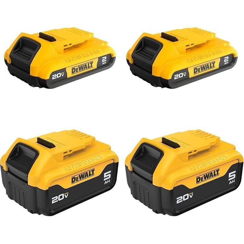 DEWALT 20V Max 2pk 5.0Ah & 2pk 2.0Ah Compact Batteries - Reliable Power Supply for Tools