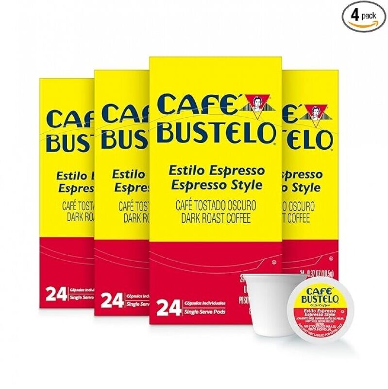 Cafe Bustelo Espresso Style Dark Roast Single Serve Coffee Pods - 24 Count (Pack of 4)