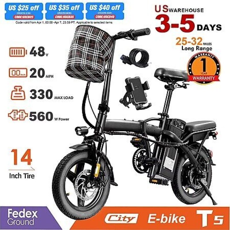 TERROSOR T5 560W Folding Electric Bike - Affordable and Efficient Commute