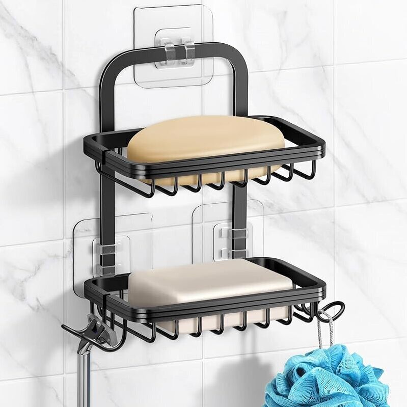 MSAICOE 2-Tier Aluminum Wall Mounted Soap Bar Holder - Durable and Easy to Install