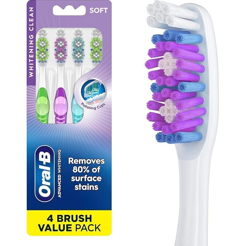 Oral-B 8-Pack Manual Toothbrush - Soft Bristles for Stain Eraser