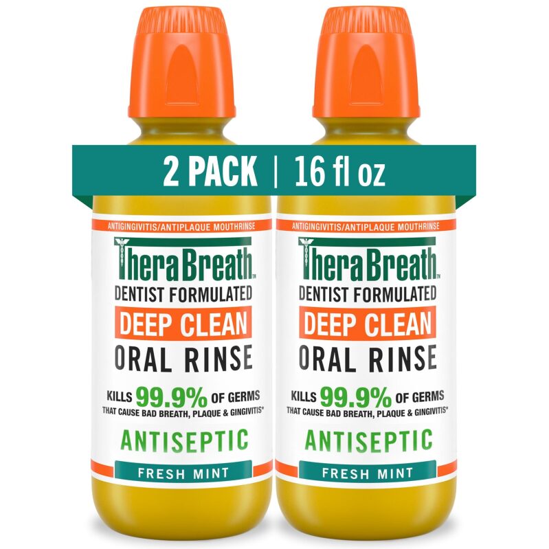 6-Pack TheraBreath Deep Clean Mouthwash Fresh Mint 16oz - Effective Oral Care