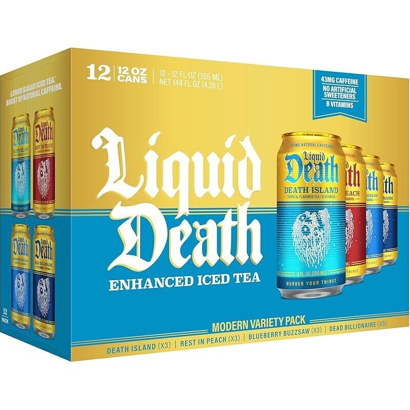 12-Pack Liquid Death Iced Tea, Modern Variety 12oz