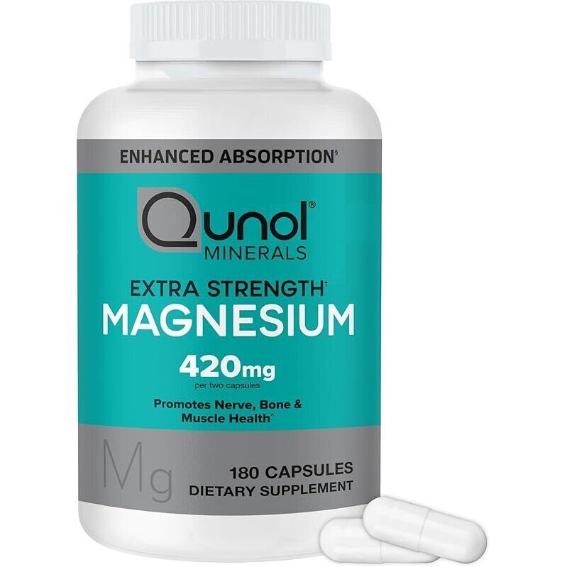 Qunol Magnesium Capsules - High Absorption, 420mg, 180 Count