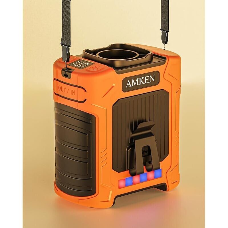 Amken 10000mAh Rechargeable Belt Clip Fan - Hands-Free Cooling for Outdoor Activities