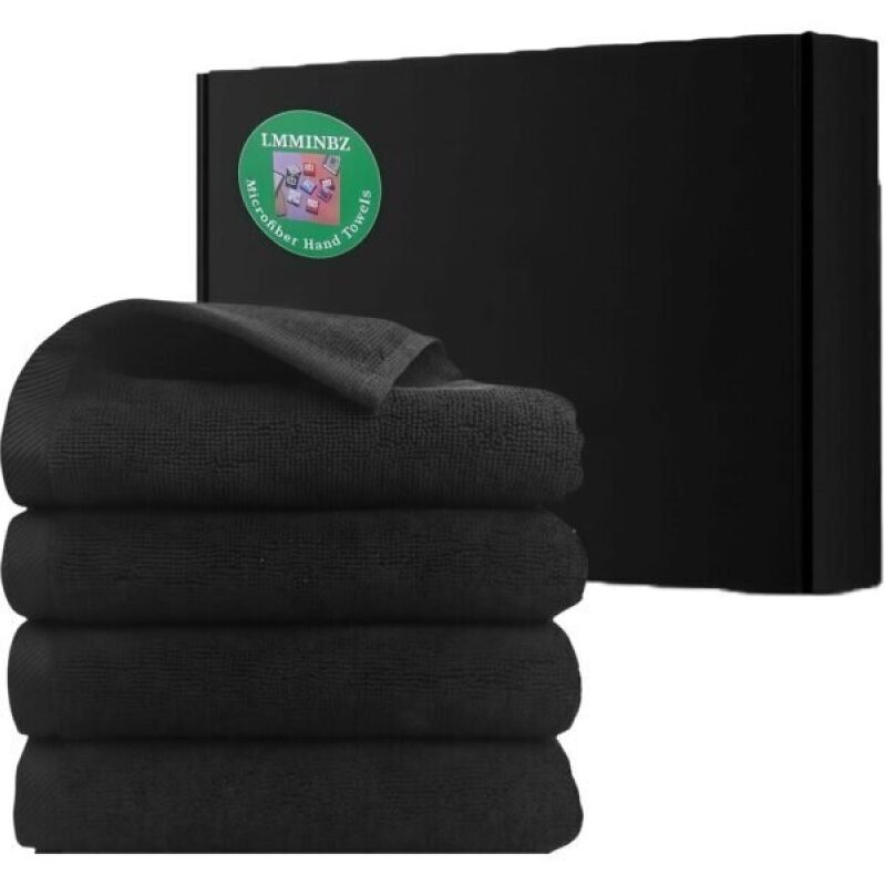 4Pcs Black Hand Towels for Bathroom - Perfect for Clean Face and Hands