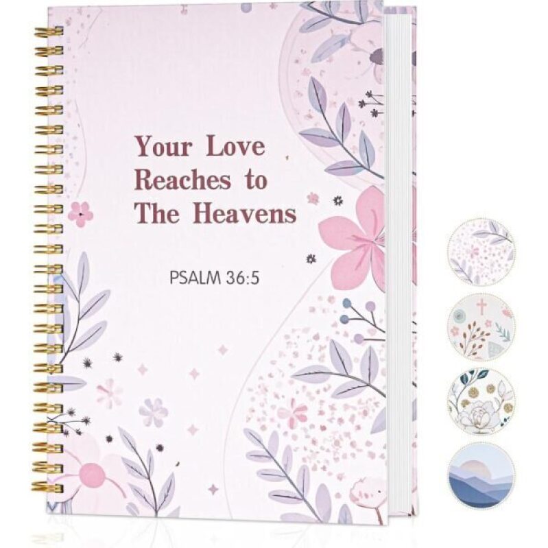 Spiral Bible Notebook for Women – Prayer & Bible Journaling for Women, Cute Floral Writing Church Notes Notebook & Inspirational Religious Gift for Christians