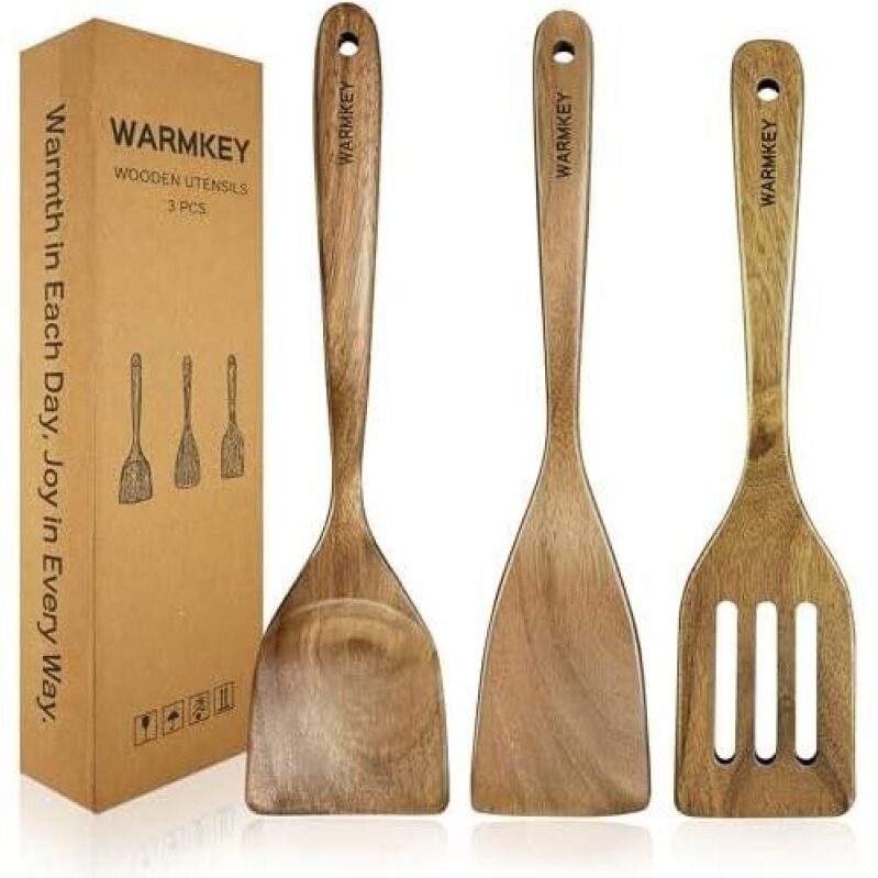 Elevate Your Cooking with Warmkey Wooden Utensils - 3-Piece Set