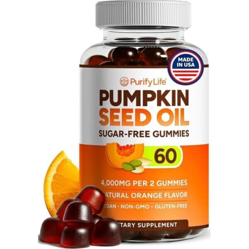 Sugar-Free Pumpkin Seed Oil Gummies - Natural Orange Flavor, Vegan, Gluten-Free