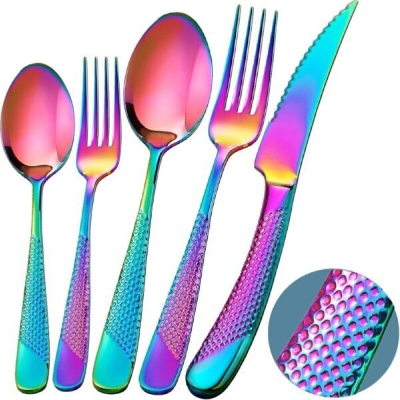 Affordable Rainbow Silverware Set - 20-Piece Deal