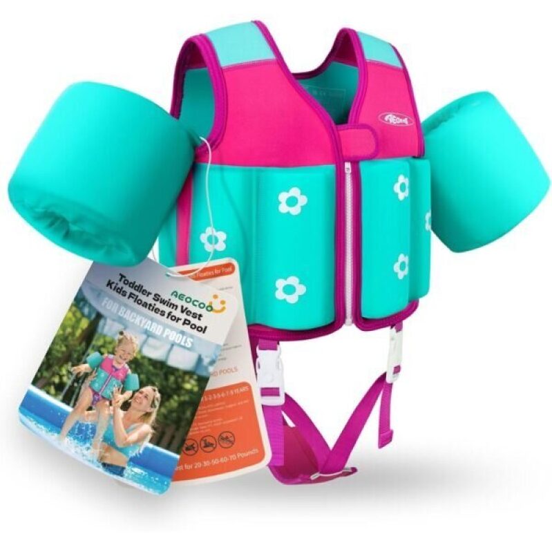 AEOCOO Toddler Swim Vest for Ages 1-7 Years, Adjustable and Comfortable Swim Vest for Kids