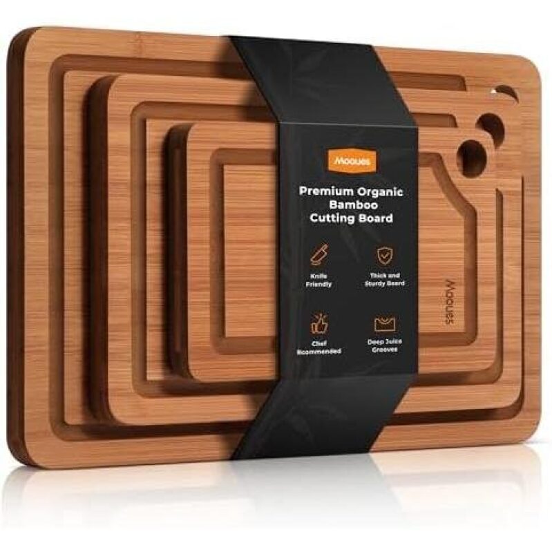 Premium Organic Bamboo Cutting Board Set - 50% Off