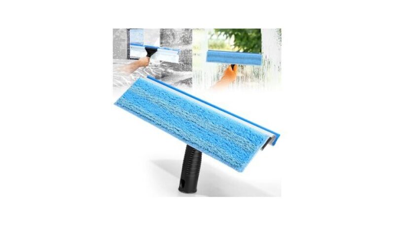 Efficient Home Window Cleaning Tool – 2-in-1 Squeegee and Microfiber Scrubber