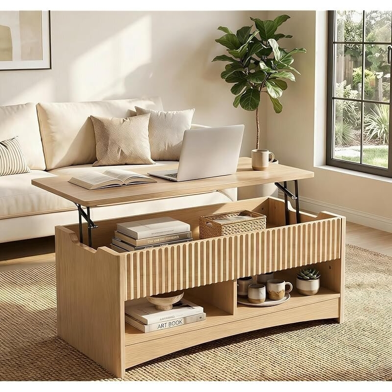Ergonomic Lift Top Coffee Table with Storage - Modern Design