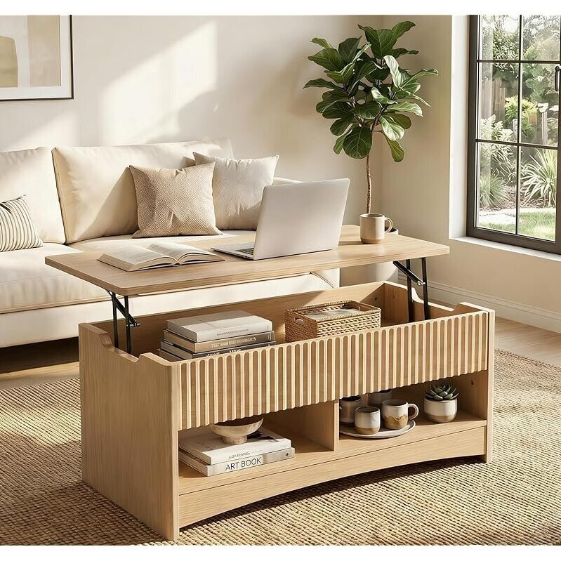 Ergonomic Lift Top Coffee Table with Storage - Modern Design