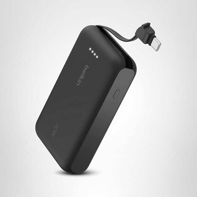 Fast Charging Power Bank with Integrated Cable - 10000 mAh