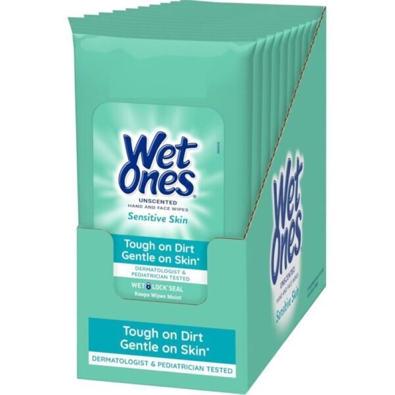 Unscented Wet Ones Hand and Face Wipes, Gentle on Skin - 200 Pack