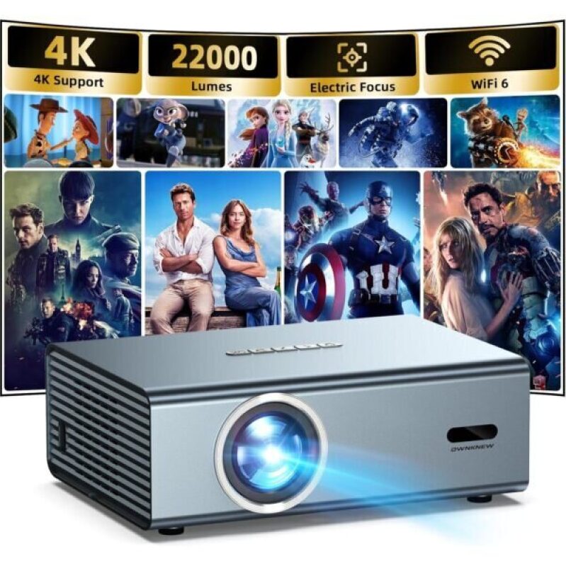 4K Electric Focus Projector for Outdoor Movies and Gaming