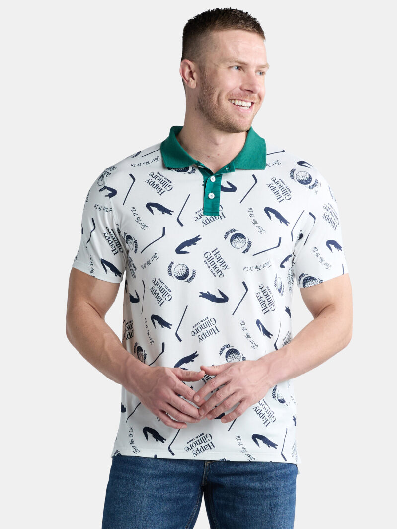 Happy Gilmore Men's Allover Print Graphic Polo Shirt - Golf Lover's Essential