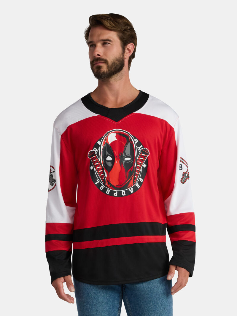 Marvel Deadpool Men's Hockey Jersey - Perfect for Deadpool Fans