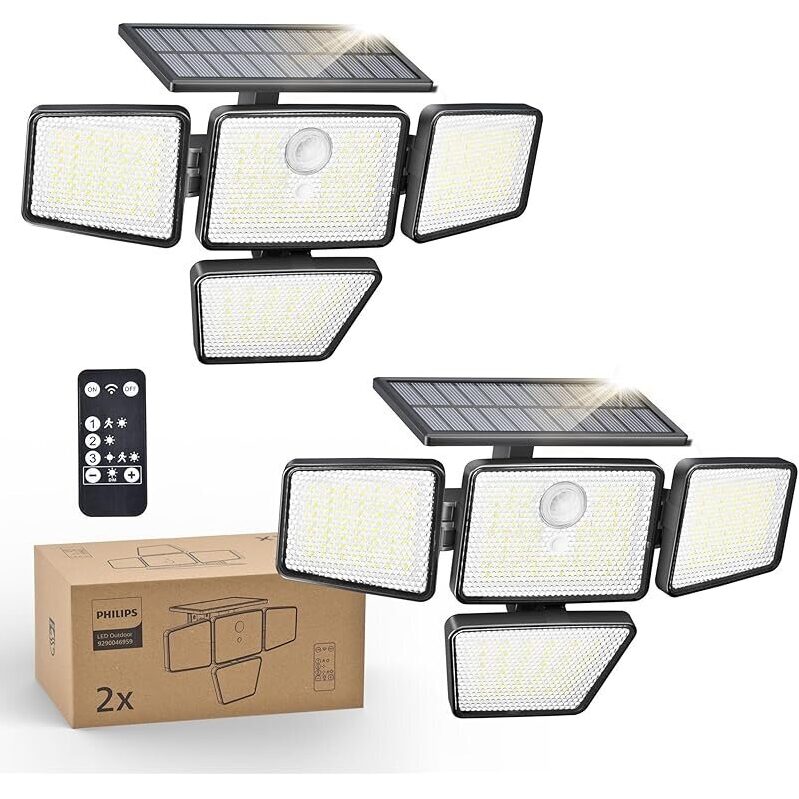 Philips Solar Security Light Outdoor - 196 LED Flood Light 2-Pack