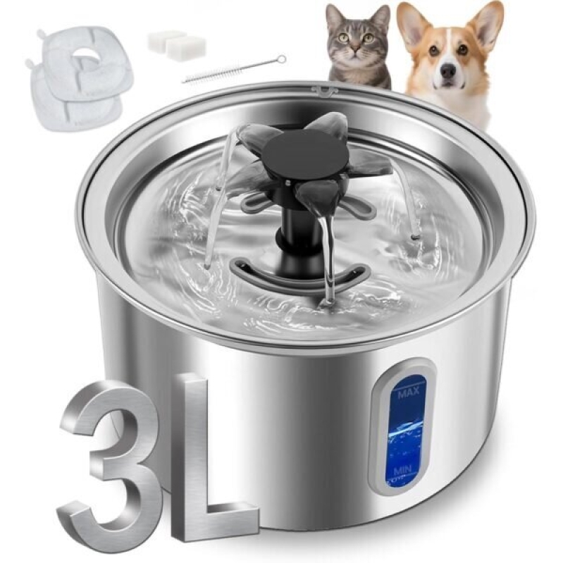 3L Stainless Steel Indoor Cat Water Fountain -50%