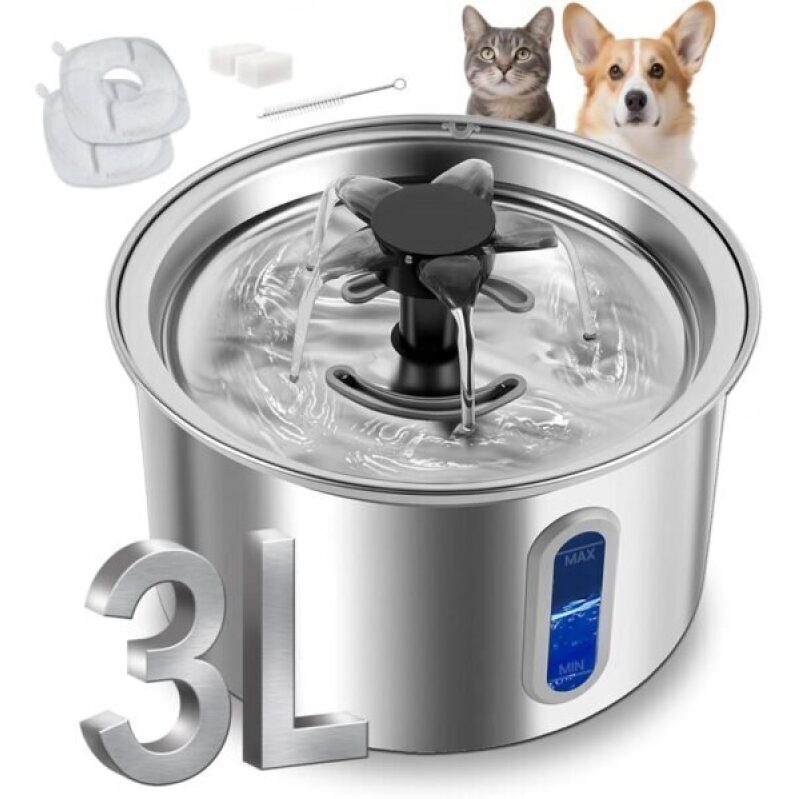 3L Stainless Steel Indoor Cat Water Fountain -50%