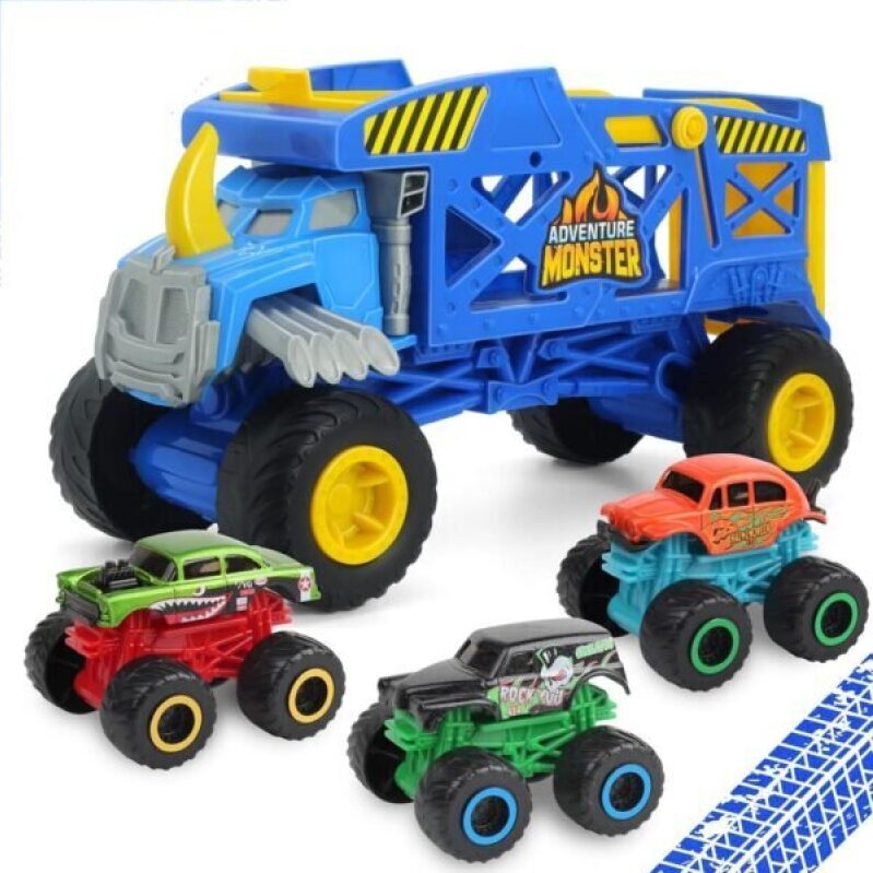 KARMOUNT Monster Truck Set: Rhino Tow Truck with Mini Cast Trucks & Ramp Launch - Ideal Toy for Kids Aged 3-5+