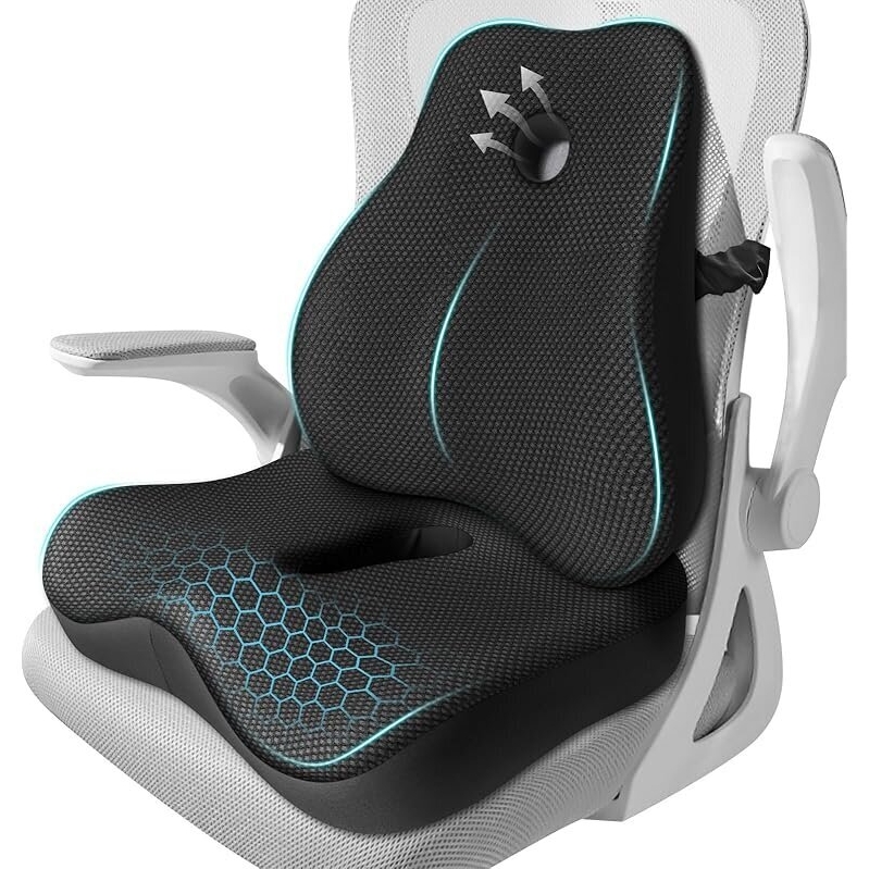Ergonomic Mesh Memory Foam Coccyx Seat Cushion for Pain Relief