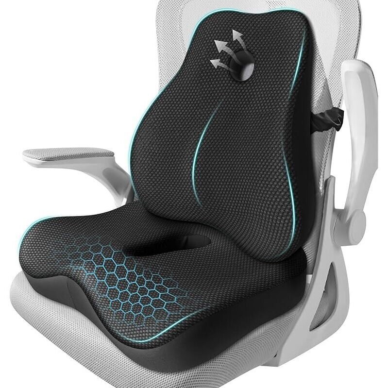 Ergonomic Mesh Memory Foam Coccyx Seat Cushion for Pain Relief