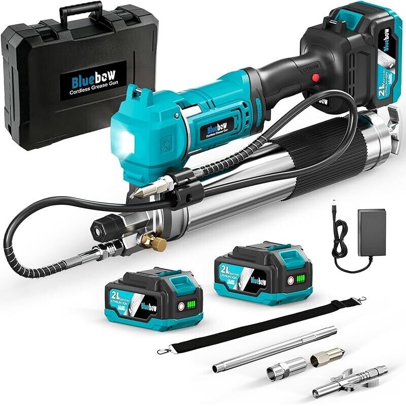Bluebow Cordless Electric Grease Gun Kit - High-Torque, Efficient Lubrication