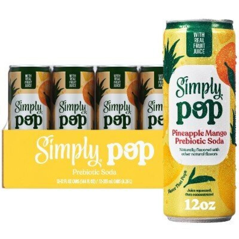 Refreshing Pineapple Mango Prebiotic Soda - 12 Cans