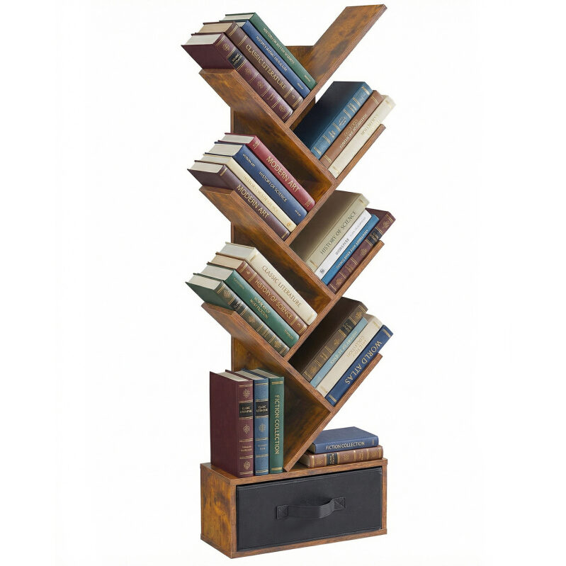 Gianna 7-Tier Tree Bookshelf with Drawer - Maximize Space & Style