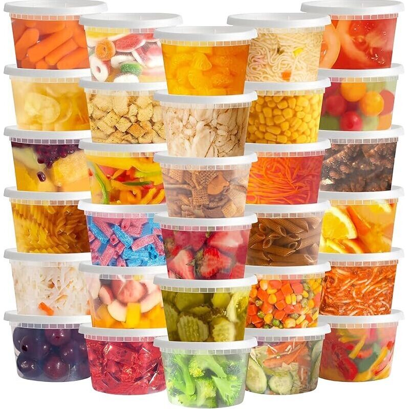 TashiBox 50 Sets 16oz Plastic Deli Containers with Lids - Airtight Leakproof Storage