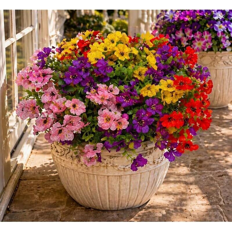 ENXWEI Artificial Flowers for Outdoors - 8 Bundles