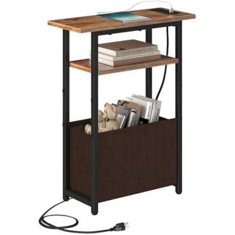 50% Off - Three-Layer Narrow Side Table with Charging and Storage